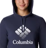 Buzo negro con capucha y bolsillo tipo canguro. Logotipo de Columbia estampado en blanco en el pecho.