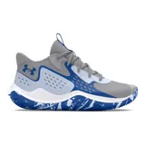 Championes de básquet Under Armour UA Jet 23, color negro con detalles dorados y suela blanca.