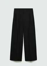 Pantalón negro de vestir, de tiro medio y corte recto.