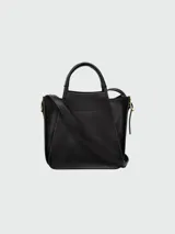 Bolso tote pequeño Longchamp modelo Le Foulonné, color negro, con doble asa corta y correa larga extraíble.
