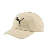 Gorra de béisbol color beige con logo de Puma bordado en negro en el frente.