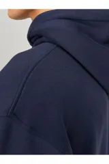 Canguro azul marino de manga larga con capucha, corte relajado y bolsillo tipo canguro.