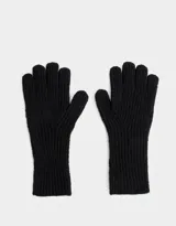 Par de guantes tejidos de lana color negro, con puños largos.