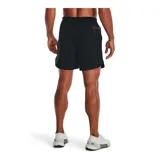 Short deportivo azul con cintura elástica negra, bolsillos laterales con cierre y logo de la marca en la pierna izquierda.