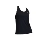 Musculosa deportiva Under Armour Tech Knockout, color negro, de tejido suave y transpirable. Diseño de espalda cruzada con detalles de cinta con logo.