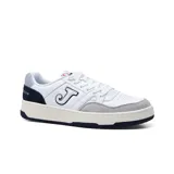Championes Joma C.Attica Men 2503, color blanco con detalles en azul y gris. Confeccionados en piel, con tecnología VTS para ventilación y suela de caucho DURABILITY.