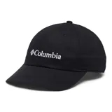 Gorra unisex Columbia Provisions Ball Cap negra de algodón con logo bordado en blanco y cierre trasero ajustable con velcro.