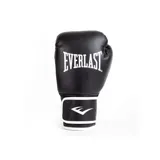 Guantes de boxeo Everlast Core negros con detalles en blanco, diseñados para entrenamiento y sparring.