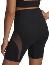 Short deportivo negro de tiro alto con paneles de malla en los laterales.