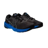 Championes Asics GT-1000 11, color negro con detalles en blanco y azul. Diseñados para running y entrenamiento, con amortiguación FLYTEFOAM™ y tecnología GEL™ para mayor comodidad y absorción de impactos. Incorporan tecnología LITETRUSS™ para reducir la pronación.
