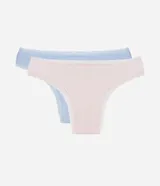 Kit de dos bombachas bikini en algodón, sin estampado y con borde de encaje.