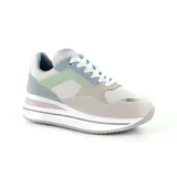 Championes casuales Korium Neela, con plataforma y cordones. Diseño en tonos pastel: blanco, beige, rosa y naranja.