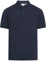 Chomba azul marino de piqué thermo tech, corte slim, manga corta y cuello clásico con tira de botones.