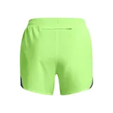 Short deportivo Under Armour Fly By Elite 3, color blanco, con cintura elástica, logo reflectivo y paneles laterales de malla.