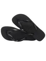 Chancletas negras de goma con tiras en color negro, diseño clásico y cómodo.