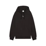 Hoodie Puma Ess Oversized de felpa color negro con logo estampado en el pecho.