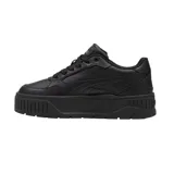 Championes Puma Karmen II Idol, color blanco con detalles en negro. Con plataforma de goma texturizada, cubierta de cuero y plantilla SoftFoam+.