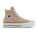 Championes Converse Chuck Taylor All Star Lift Platform color crema, de caña alta y suela con plataforma.