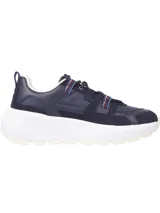 Zapatillas urbanas Tommy Hilfiger, modelo Chunky Runner, color azul marino con detalles en rojo y blanco. Presentan una silueta robusta, suela dentada y logo TH en el lateral.
