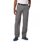 Pantalón de senderismo convertible en short, color negro, con cinturón marrón y múltiples bolsillos.