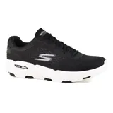 Zapatillas de running Skechers GO RUN 7.0, color negro con detalles en blanco. Capellada de malla técnica bicolor, plantilla Air-Cooled Goga Mat, tecnología Hyper Pillar y amortiguación ULTRA GO.