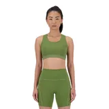 Top deportivo de mujer en verde, ideal para correr y actividades físicas, con tecnología NB Dry para mantener la sequedad.