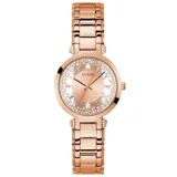 Reloj Guess modelo GW0470L3 para mujer, con caja y pulsera de acero color oro rosa, esfera de 33mm con cristales y movimiento de cuarzo.