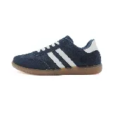 Zapatillas deportivas Le Groupe de hombre, color azul marino con detalles en celeste y suela marrón.