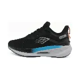 Championes deportivos Umbro Infinity para hombre, color negro con detalles en celeste, gris y naranja.