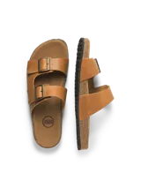 Sandalias Jack & Jones modelo Louis, color marrón cuero, con dos tiras ajustables con hebilla y plantilla anatómica de corcho.