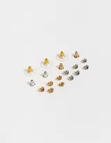 Set de 20 topes metálicos para aros en colores dorado, plateado y cobre.