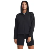 Campera deportiva Under Armour negra con capucha, cierre frontal completo y bolsillos laterales.