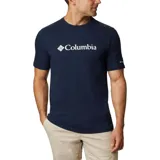 Remera de hombre Columbia de manga corta, color negro, con logo de la marca estampado en el pecho y en la manga.