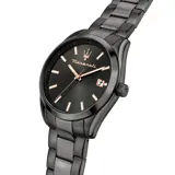Reloj de acero gris con caja Inox de 43 mm, correa de metal y mecanismo Miyota de alta calidad, protegido por cristal mineral.