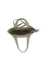 Cartera color verde oliva con organizador interno y tira regulable y desmontable.