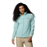 Campera polar Columbia Sweater Weather, color gris jaspeado, con cierre frontal completo, cuello alto y bolsillos laterales con cierre.