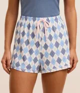 Short de pijama con cintura elástica y cordón contrastante.