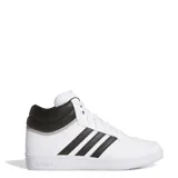Championes de media caña Adidas Hoops 4.0 Mid, blancos con detalles en negro, con las tres tiras características de la marca en los laterales.