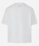 Remera blanca de algodón y poliéster, con cuello redondo, mangas cortas, corte comfort y estampa lettering en el pecho.