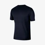 Remera de running azul con logo reflectivo en el pecho.