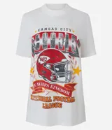 Remera blanca de algodón con estampado del equipo de fútbol americano Kansas City Chiefs.