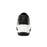 Zapatillas urbanas negras de cuero, con cordones y suela chunky blanca.