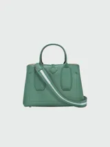 Cartera de cuero negra con gran capacidad y diseño elegante, modelo Roseau.