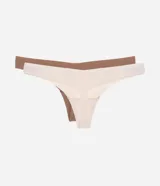 Kit de dos bombachas bikini confeccionadas en microfibra color beige y marrón.