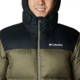 Campera puffer negra marca Columbia, con capucha ajustable, cierre frontal con cremallera, bolsillos laterales con cremallera, puños elásticos y aislamiento Thermarator™.