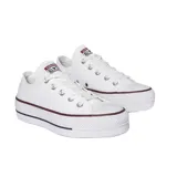 Zapatillas Converse Chuck Taylor All Star con plataforma, de lona color blanco, caña baja, cordones de poliéster y ojalillos metálicos.
