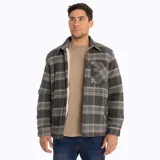 Sobrecamisa a cuadros de algodón con interior de polar, cierre con botones a presión y bolsillo en el pecho.