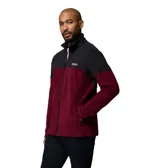 Polar Columbia para hombre, color vino tinto (Rich Wine) con canesú y hombros en negro. Presenta cierre frontal completo y bolsillos laterales con cremallera.