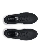 Championes Under Armour Edge Lthr, color negro con suela blanca. Diseñados para entrenamiento en gimnasio y al aire libre.