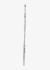 Pulsera de acero quirúrgico plateado con eslabones tipo fígaro.